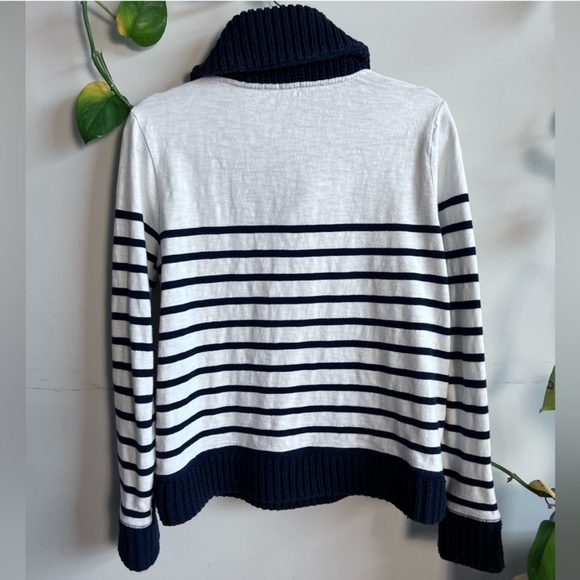 J. Crew navy blue striped sweater medium - Picture 6 of 7